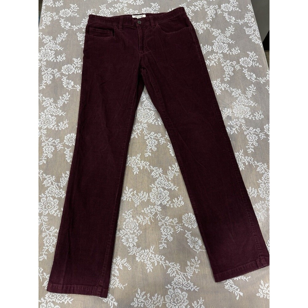 Goodthreads Men’s Burgundy Corduroy Slim Fit Straight Leg Flat Front Pants 32W